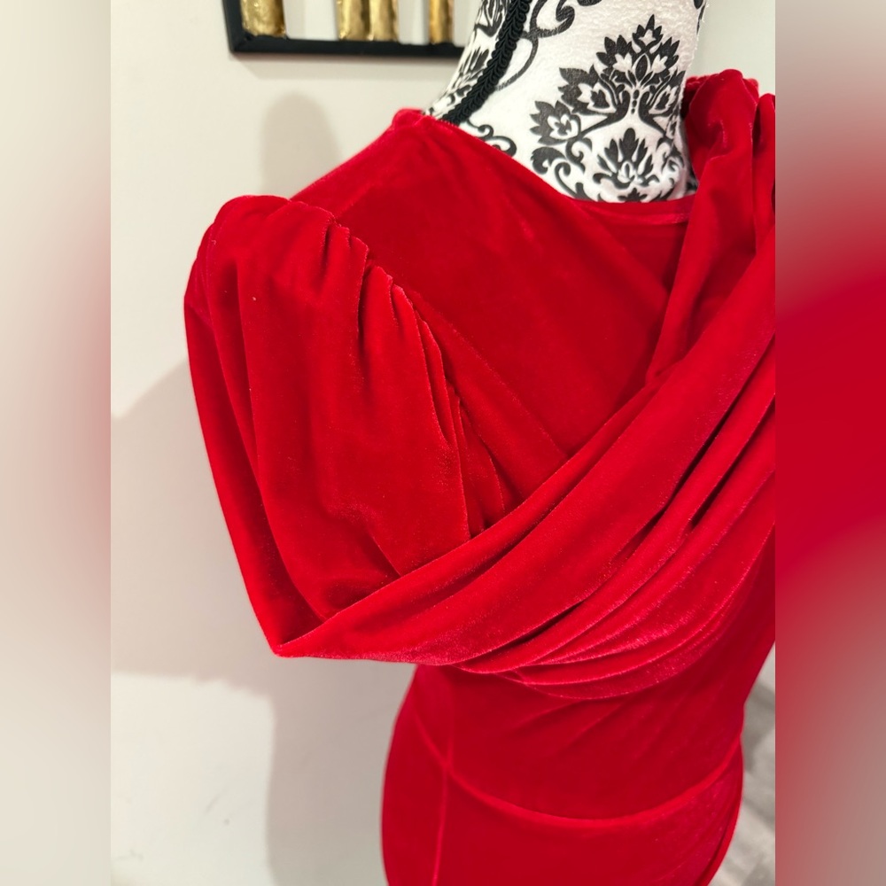 Aura Red Velvet Dress - Picture 4 of 8